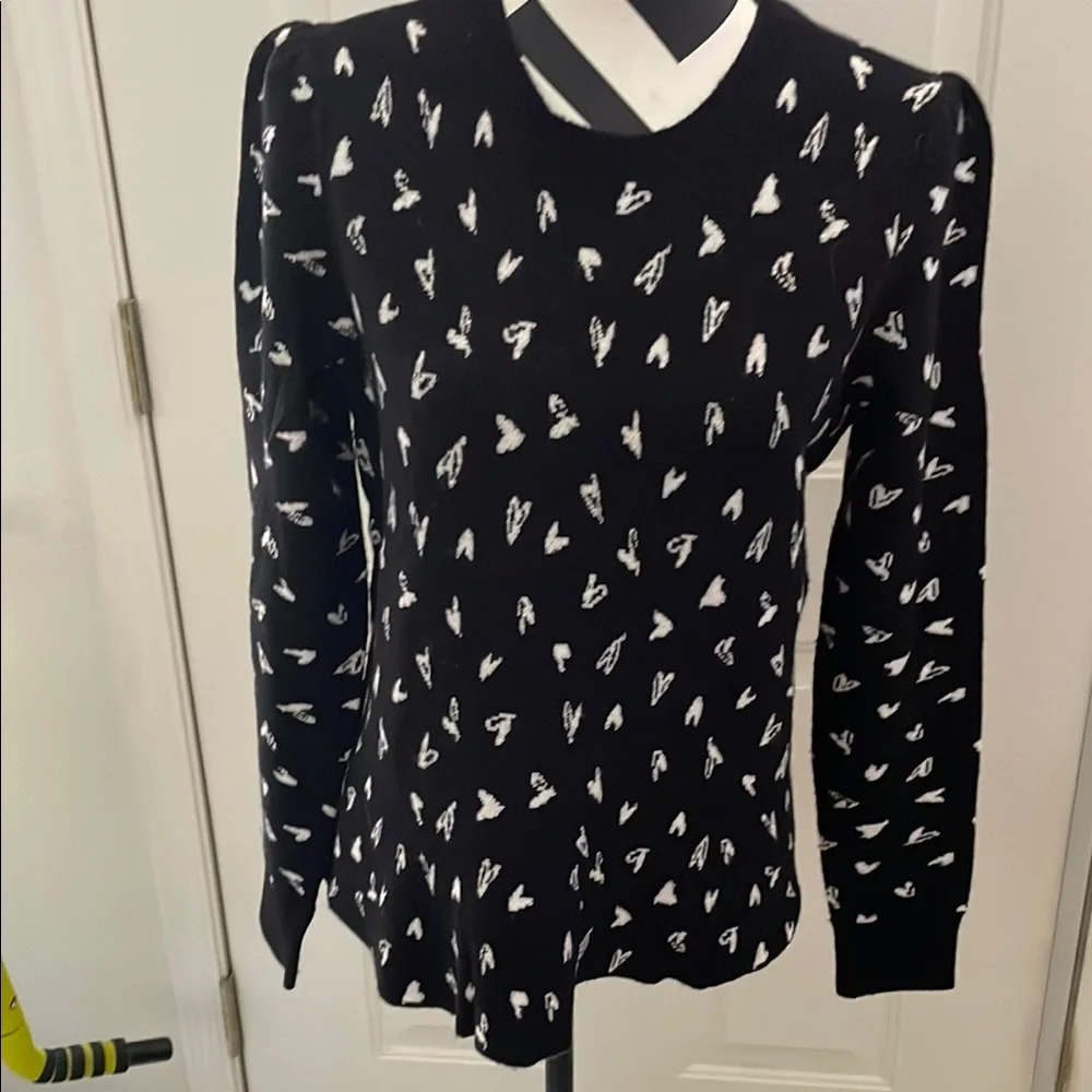 Loft knit top black and white print size M - Picture 2 of 6